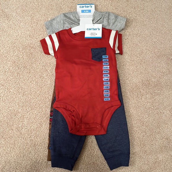 NWT 0-3mos BOY'S Carter's baby 4-pk bundle, 2 onesies/2 pants, car themed - Picture 3 of 9